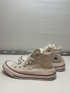 Converse Kids High Top Sneakers - Cream with Red & Navy Trim